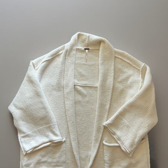 Free People By the Campfire Ivory Oversized Long Sleeve Boho Cardigan Sz M - Picture 2 of 7